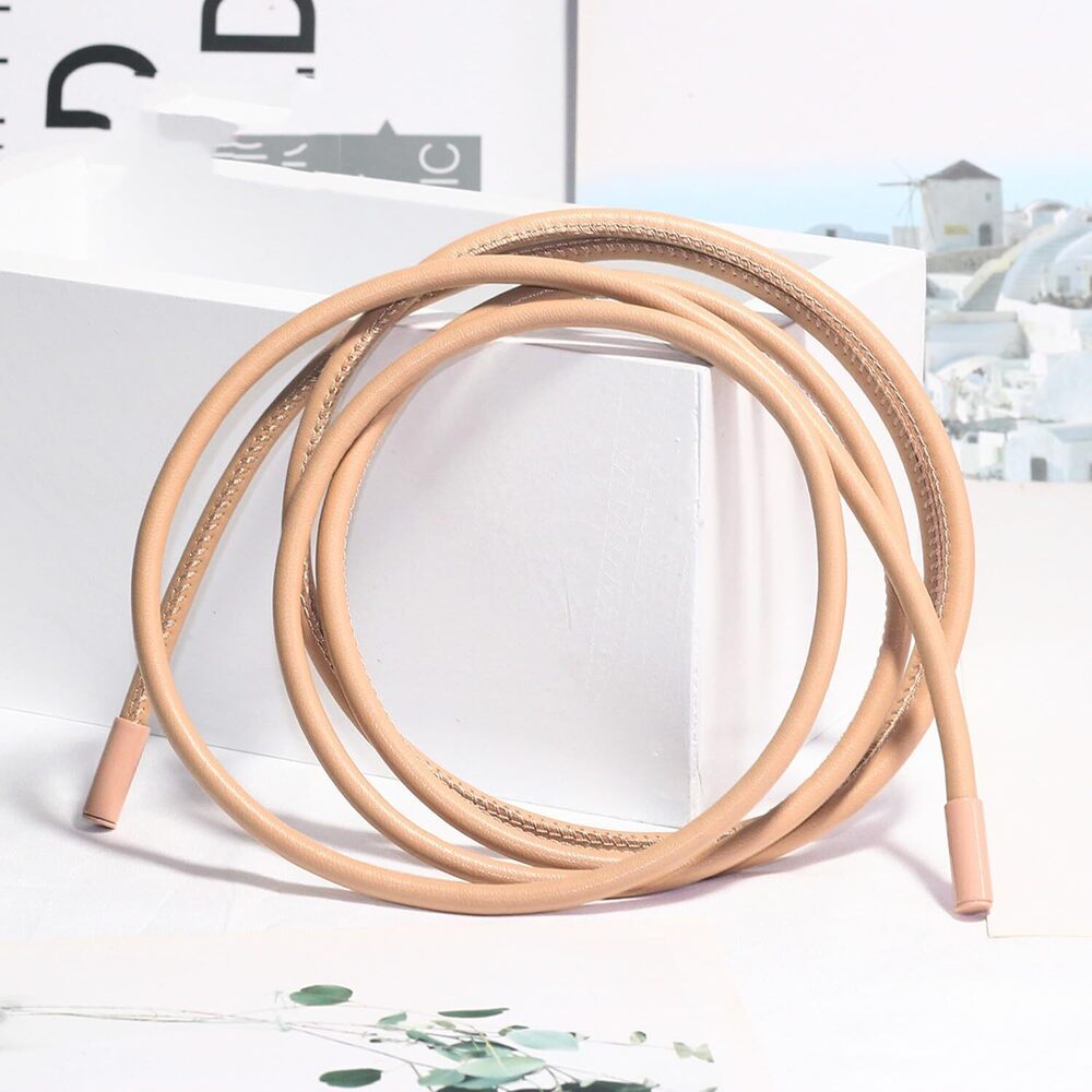 9171 Women Leather Cord String Rope Waist Belt For Dress Knot - Picture 3 of 6